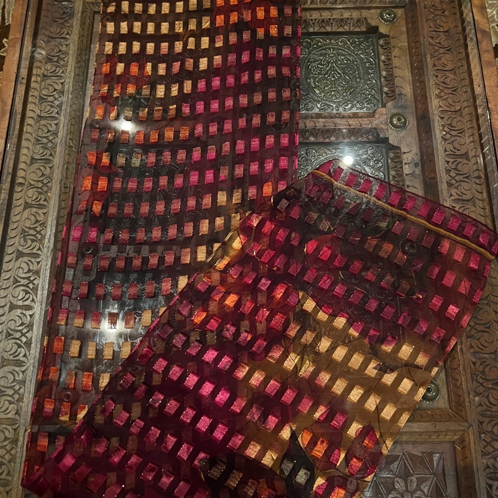Beautiful vintage semi sheer scarf geometric Design